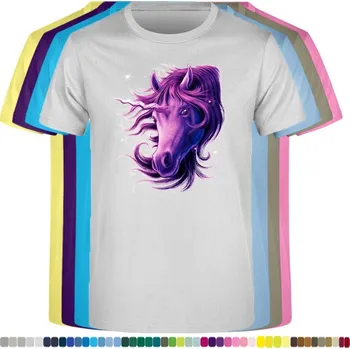 Dívčí tričko levne-detske-bavlnene-tricko-potisk-fialovy-jednorozec Barva: Heather grey - vřesově šedá, velikost: 104