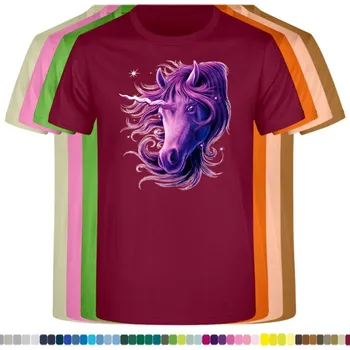 Dívčí tričko levne-detske-bavlnene-tricko-potisk-fialovy-jednorozec Barva: Burgundy - bordó, velikost: 128