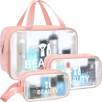 Kosmetická taška Voděodolná kosmetická taštička, růžová, 3 ks