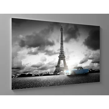 Obraz Obraz eiffelova vež a retro auto Rozměr: 90 x 60 cm