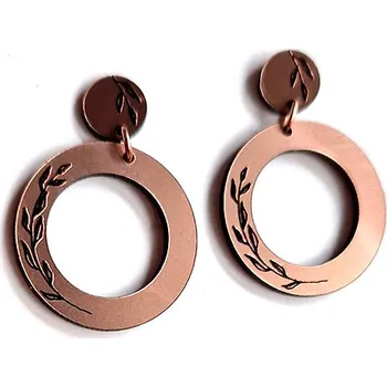 Náušnice LEAVES HANGING copper pink visací náušnice měděno-růžové