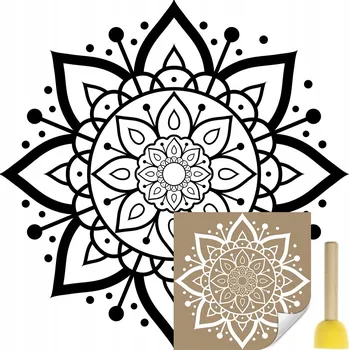 Obraz Šablona na malování na zeď MANDALA BOHO ROZETA 45x45 cm + štětec
