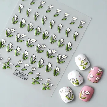 Samolepicí Vypouklé 3D Samolepky na Nehty Vzory KVĚTY KALA