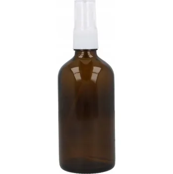 Sklenice Hnědá skleněná lahvička 100 ml s bílým rozprašovačem