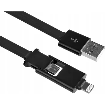 Datový kabel Kabel M-USB - USB typ C / microUSB / Lightning 0,9 m černý