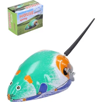 autíčko _Ostatní 1_ Myš natahovací kovová 7cm na klíček retro v krabici