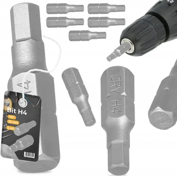 Bit 5x BIT ŠROUBOVÁKU H4 HEX 25 mm MAGNETICKÝ ŠROUBOVACÍ NÁSTAVEC 1/4'' KRÁTKÝ