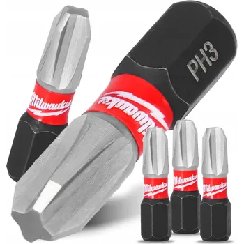 Bit 3x Bity úderové MILWAUKEE PH3 25 mm MAGNETICKÝ ŠROUBOVACÍ BIT Philips