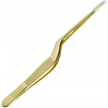 Profilovaná pinzeta pro aplikaci řas | ozdob na nehty ZLATÁ