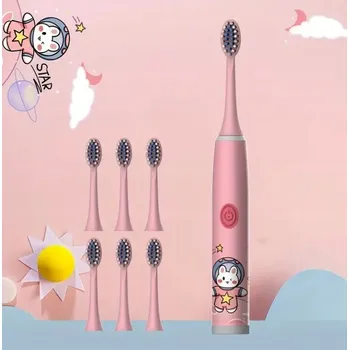 Elektrický zubní kartáček Růžový Kartáček pro děti + hlavice DÁREK