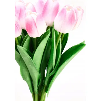 umělá květina TULIPÁNY UMĚLÉ KVĚTY 34CM RŮŽOVÁ KYTICE 10 KS