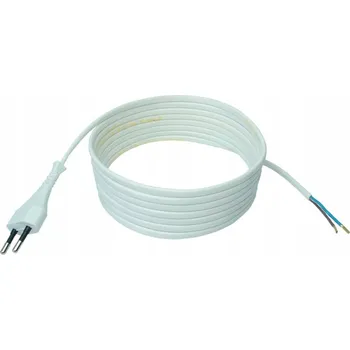 Napájecí kabel PŘÍVODNÍ KABEL EURO ZÁSTRČKA 2x0,75 BÍLÝ 5m
