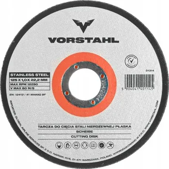Řezný kotouč Kotouč na řezání nerezové oceli plochý 115x1,0x22,2mm - VORSTAHL - 10 Ks.