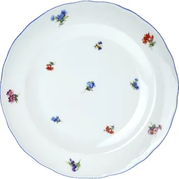 Český porcelán, Dubí Talíř mělký 24 cm Rokoko rakouská házenka s modrou linkou