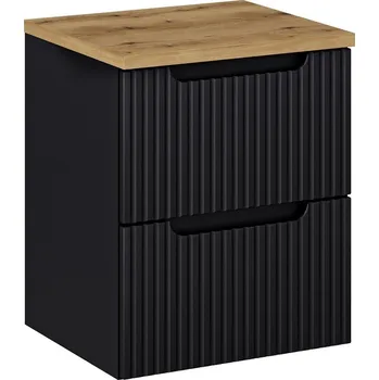 Policová skříň Závěsná skříňka Nova Black I s deskou 50 cm černá/dub evoke