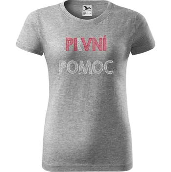 Dámské tričko DOBRÝ TRIKO Dámské tričko s potiskem Pivní pomoc Barva: Tmavě šedý melír, Velikost: 3XL