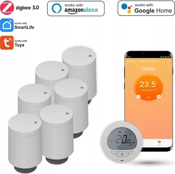 Sada šesti termostatických hlavic a termostatu Zigbee Tuya