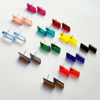 Náušnice naušnice MINI skewed rectangle BARVY: zlatá 1 pár dle výběru