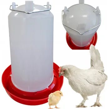 NAPÁJEČKA DÁVKOVAČ VODY PRO SLEPICE HUSY KACHNA DRŮBEŽE PTÁKŮ S RUKOJETÍ 8 L