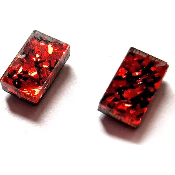 Náušnice RED PASSION rectangle náušnice červené třpytivé