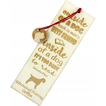 Doplněk ke knize Gryfon Korthalsa gravírovaná záložka do knihy se psem, jméno psa