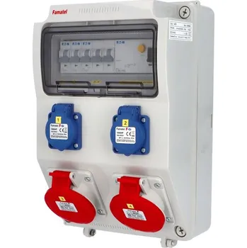 Rozvaděč Zásuvková skříň FAMATEL v410 IP44 jištěná s chráničem 40/4/003