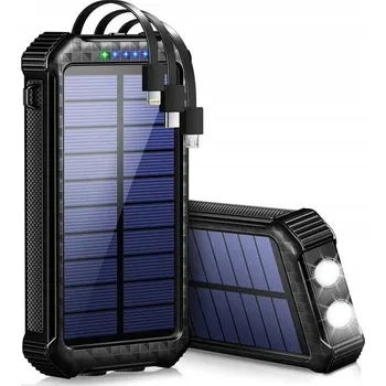 Powerbanka Solární powerbanka 30000mAh + USB-C + 3 kabely + solární nabíjení