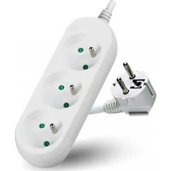Napájecí kabel Prodlužovací Kabel 3m se 3 zásuvkami a uzemněním - lišta