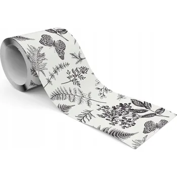 Fototapeta Dekorativní Bordura na Tapety – Listy Kapradí, Ovoce, Vintage Styl, Rostliny