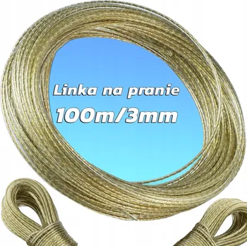 Šňůra na prádlo OCELOVÉ LANKO S PVC OPLÁŠTĚNÍM NA PRÁDLO, PEVNÁ ŠŇŮRA 3MM 100M