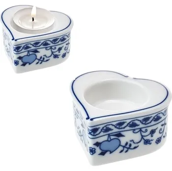 Svícen Leander 1907, Loučky u Karlových Varů Svícen na čajovou svíčku srdíčko cibulák - 7,5 x 7,5 x 4 cm