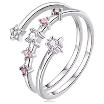 Prsten For Silver Vícevrstvý prsten s růžovými zirkony - Stříbro 925