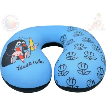 Cestovní polštářek Moravská ústředna MORAVSKÁ ÚSTŘEDNA Zákrčník modrý krtek (Krteček) 24x23cm opěrka hlavy