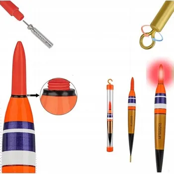 Signalizace záběru LED splávek na noční rybolov se svítící anténkou + Baterie + Tuba. Váha: 6 g. Nosnost: 2,5 lbs (1,13 kg)