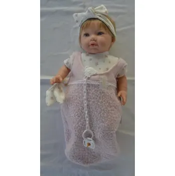 Panenka Realistická panenka Alina v růžovém overalu na spaní od španělské firmy Marina & Pau (Alina - 45 cm)