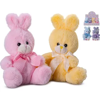 Hračka pro nejmenší Mikro Trading Plyšový zajíček 16 cm s mašlí