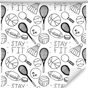 Fototapeta Dětská tapeta BADMINTON Kresba Míčky Hokej 3D