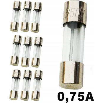 Autopojistky 10x Skleněná pojistka TV WTA 0,75A 20mm