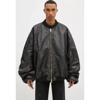 Bunda VETEMENTS Oversized Leather Bomber, L, černá, 99X