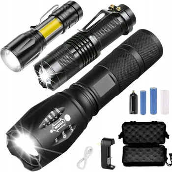 Svítilna VÍCEÚČELOVÁ TAKTICKÁ LED SVÍTILNA KRABIČKA, AKUMULÁTOREM - SADA 3 KUSŮ