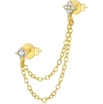 Náušnice For Silver Náušnice na jedno ucho se zirkony spojené řetízkem - Stříbro 925