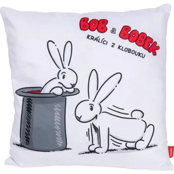 plyšák Moravská ústředna MORAVSKÁ ÚSTŘEDNA Polštář Bob a Bobek cvičit 30x30cm s potiskem