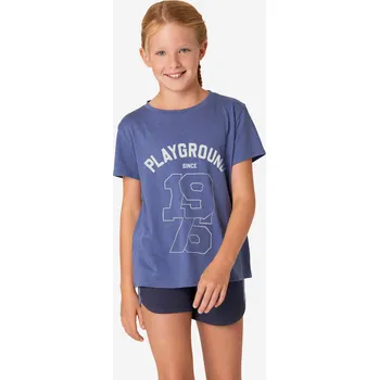 Pánské tričko DOMYOS Dětské bavlněné tričko 500 5-6 LET MODRÁ