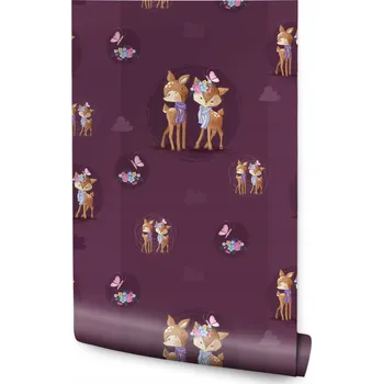 Fototapeta Tapeta pro holčičku SRNKY Květiny Obláčky