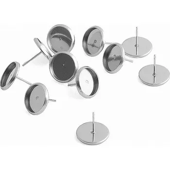 Materiál na výrobu šperku Puzeta s lůžkem z oceli 316L, 10 mm (10 ks)
