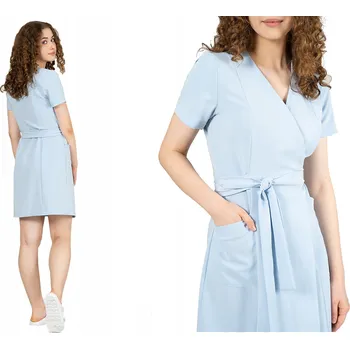 Dámské šaty Elastické zdravotní zavinovací šaty vázané viskózou ZOYA SVĚTLE MODRÁ vel. 34