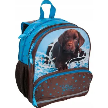 Školní batoh Školní batoh vícekomorový Paso modrý, odstíny hnědé a béžové 19 l