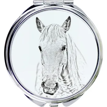 Kosmetické zrcátko Kůň Camargue - kapesní zrcátko s koněm, personalizované zrcátko do k