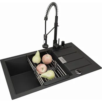 Granitový dřez Jednokomorový dřez Franke Sirius, křemen černý