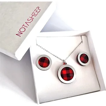 Dárková krabička sada TARTAN náušnice a náhrdelník